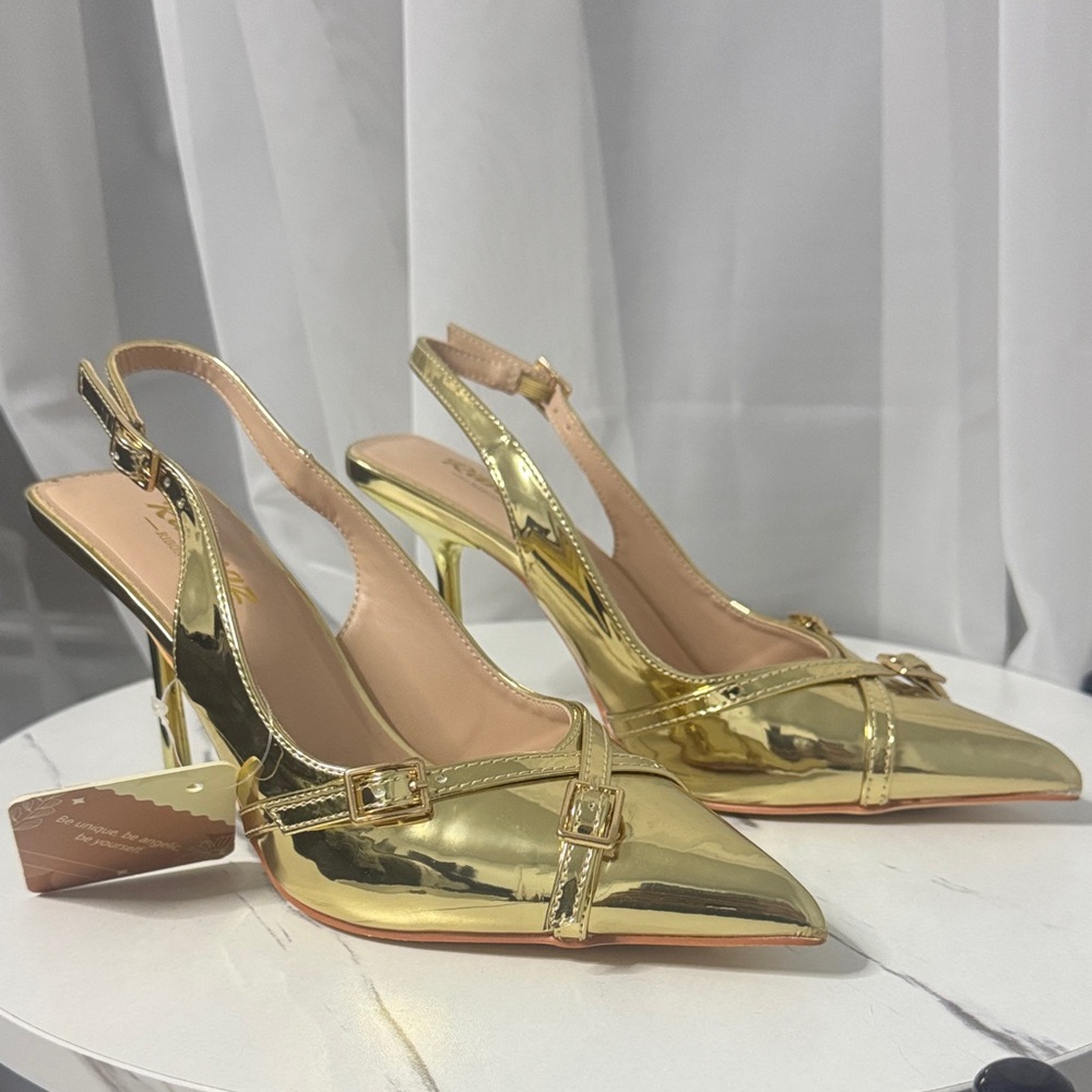 Gold Slingback Heels